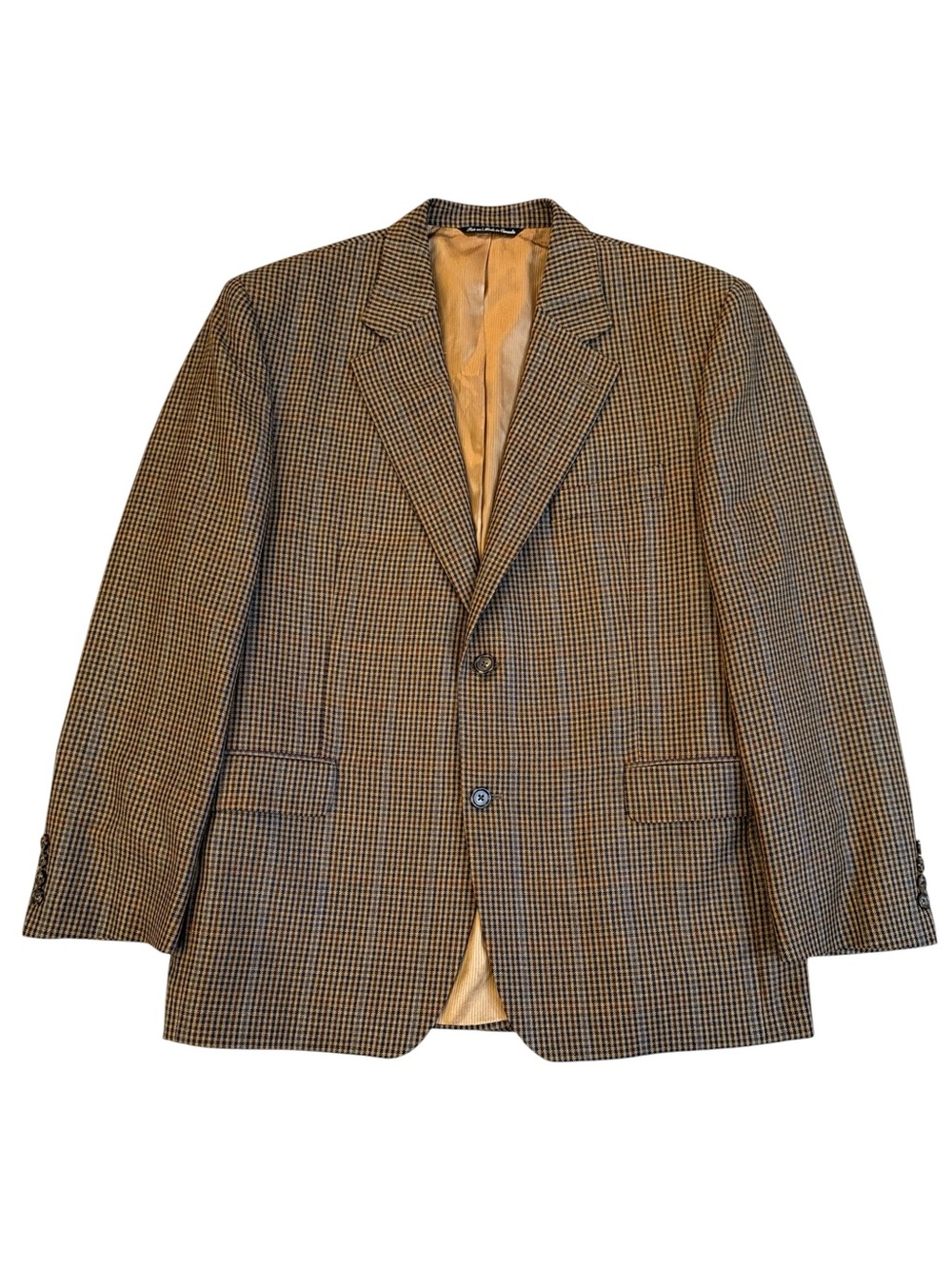 VTG Jack Victor Vincewood Wool Blazer Brown Navy Gunclub Check Sport Coat 44S